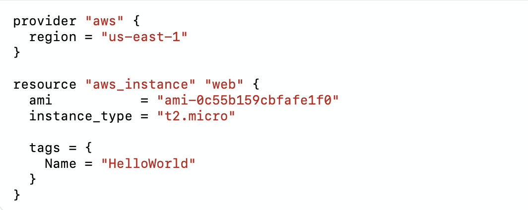 Exemplo básico de código em Terraform